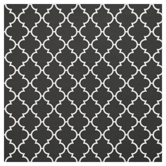 Schwarz-weißes Quatrefoil Muster Stoff (Muster)