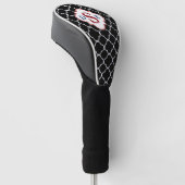 Schwarz-weißes Quatrefolienrot Golf Headcover (angewinkelt)