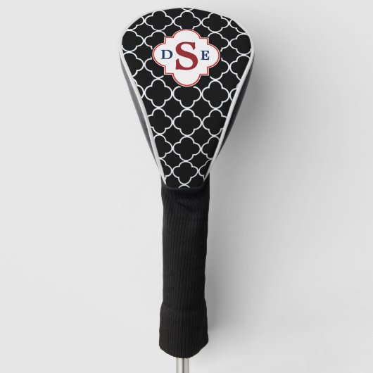 Schwarz-weißes Quatrefolienrot Golf Headcover (Vorderseite)