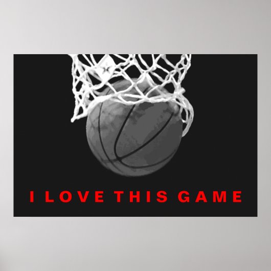Schwarz-weißes Red Basketball Liebe Game Poster (Vorne)