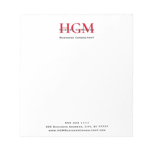 Schwarz-weißes Red-Logo für den 3-Letter-Text Notizblock (Vorderseite)