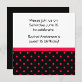 Schwarz-weißes Red Polka Dots Party Einladung (Vorne/Hinten)