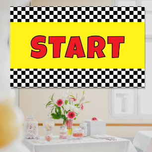 Schwarz-weißes Rennstartlinienbanner Banner