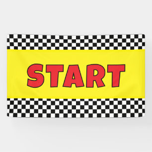 Schwarz-weißes Rennstartlinienbanner Banner