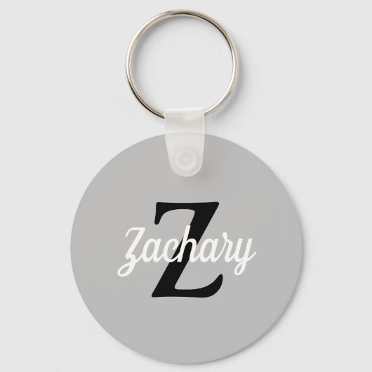 Schwarz-weißes Retro-Monogramm, leicht grau Person Schlüsselanhänger (Vorderseite)