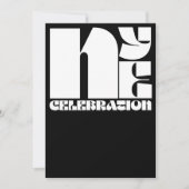 Schwarz-weißes Retro-Typografie-Silvesterfest-Part Einladung (Vorderseite)