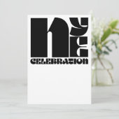 Schwarz-weißes Retro-Typografie-Silvesterfest-Part Einladung (Stehend Vorderseite)