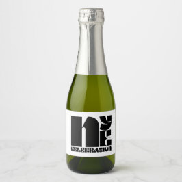 Schwarz-weißes Retro-Typografie-Silvesterfest-Part Schaumweinetikett