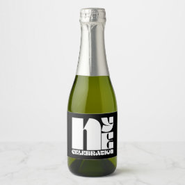 Schwarz-weißes Retro-Typografie-Silvesterfest-Part Schaumweinetikett