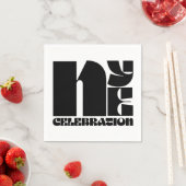 Schwarz-weißes Retro-Typografie-Silvesterfest-Part Serviette (Beispiel)