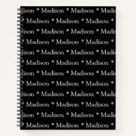 Schwarz-weißes Rezept für benutzerdefinierte Namen Notizblock