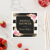 Schwarz-weißes Rosa-Brautparty Serviette (Beispiel)