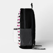 Schwarz-weißes rosa Herz Muster Modernes Picklebal Bedruckter Rucksack (Rechts)