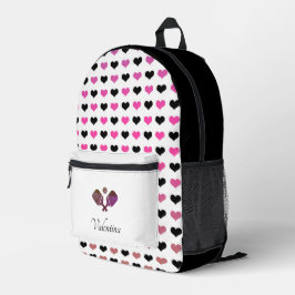 Schwarz-weißes rosa Herz Muster Modernes Picklebal Bedruckter Rucksack