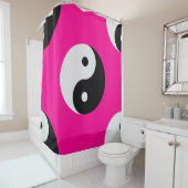Schwarz-weißes rosa Yang Duschvorhang (Beispiel)