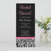 Schwarz-weißes Rosa Zebra Print Brautparty Einladung (Stehend Vorderseite)