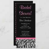 Schwarz-weißes Rosa Zebra Print Brautparty Einladung (Vorne/Hinten)