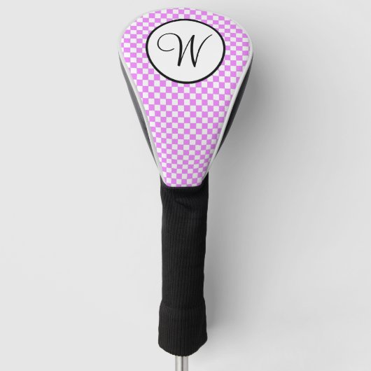 Schwarz-weißes, rosafarbenes Monogramm Golf Headcover (Vorderseite)