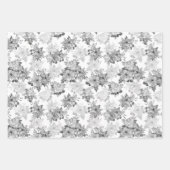 Schwarz-weißes Rose-Wrapping Papier Set 3 (Vorderseite 2)