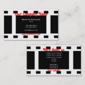 Schwarz-weißes Rot des Vintagen Fotostreifens Visitenkarte (Vorne/Hinten)