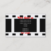 Schwarz-weißes Rot des Vintagen Fotostreifens Visitenkarte (Rückseite)