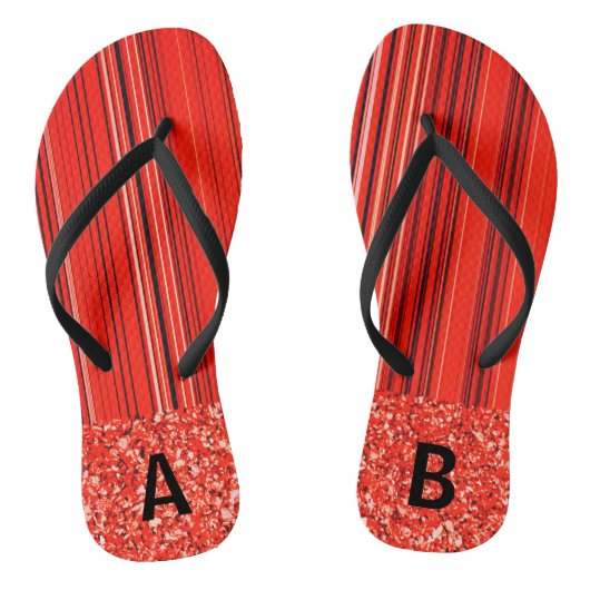 Schwarz-weißes Rot personalisierbar Badesandalen (Fußbett)