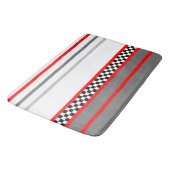 Schwarz-weißes Rot- und Graurennen Badematte (Schrägansicht)