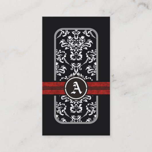 Schwarz-weißes Rotbandmonogramm Visitenkarte (Vorderseite)