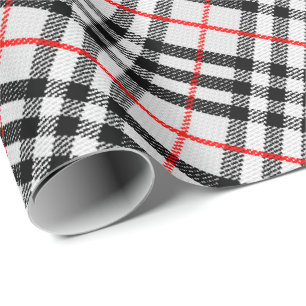 Schwarz-weißes rotes klassisches Checkered Gewebe Geschenkpapier