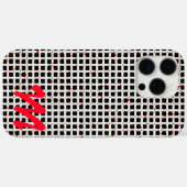 Schwarz-weißes rotes Monogramm-Muster anpassbar Case-Mate iPhone Hülle (Rückseite (Horizontal))