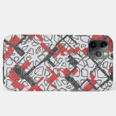 Schwarz-weißes rotes Muster Case-Mate iPhone Hülle (Rückseite (Horizontal))