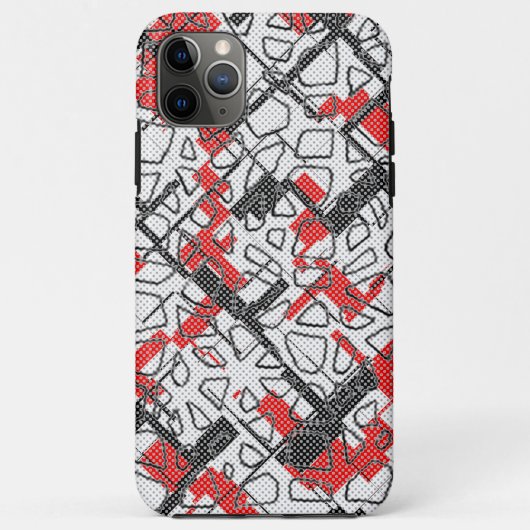 Schwarz-weißes rotes Muster Case-Mate iPhone Hülle (Rückseite)