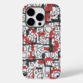 Schwarz-weißes rotes Muster Case-Mate iPhone Hülle (Rückseite)