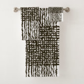Schwarz-weißes Rough Grid PatternBadetuch-Set Badhandtuch Set (Insitu)