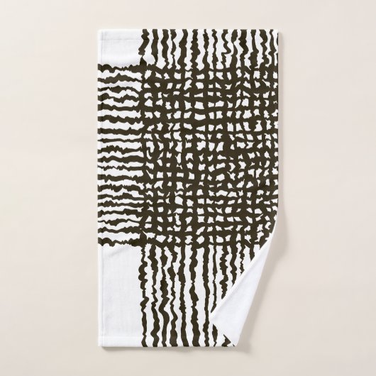 Schwarz-weißes Rough Grid PatternBadetuch-Set Badhandtuch Set (Handtuch)