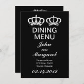 Schwarz-weißes Royal Coupon Dining Menu Menükarte (Vorne/Hinten)