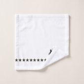 Schwarz-weißes Royal Scrolls Crown Horses Monogram Badhandtuch Set (Waschlappen)