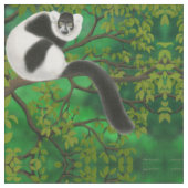 Schwarz-weißes Ruffed Lemur-Gewebe Stoff (Nahaufnahme)