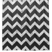 Schwarz-weißes Rustikal-Chevron-Muster Duschvorhang (Vorderseite)