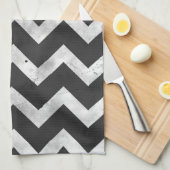 Schwarz-weißes Rustikal-Chevron-Muster Geschirrtuch (Viertel Falte)