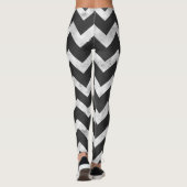 Schwarz-weißes rustikales Chevron-Muster Leggings (Rückseite)
