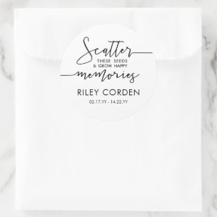 Schwarz-weißes Scatter Samen wachsen Erinnerungen  Runder Aufkleber