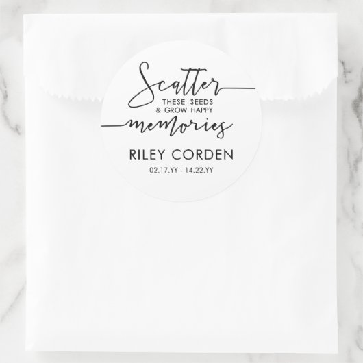 Schwarz-weißes Scatter Samen wachsen Erinnerungen  Runder Aufkleber (Tasche)