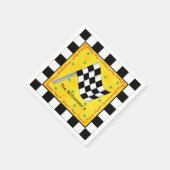 Schwarz-weißes Schachbrett-Gelbrasen Serviette (Ecke)