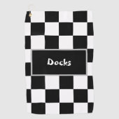 Schwarz-weißes Schachbrett Golfhandtuch (Vorderseite)