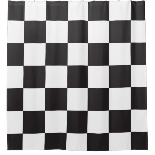 Schwarz-weißes Schachbrettmuster Duschvorhang (Vorderseite)