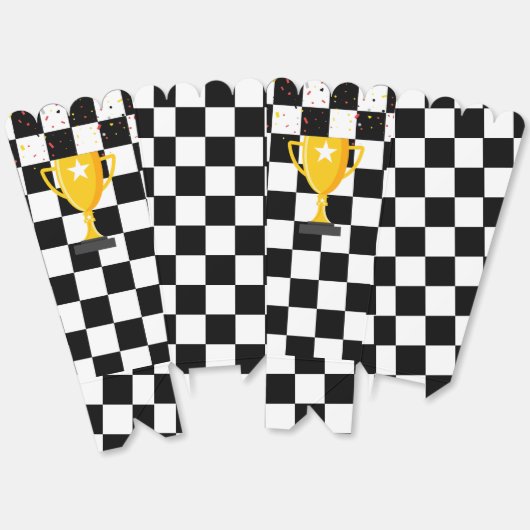 Schwarz-weißes Schachbrettmuster Geburtstag Geschenkschachtel (Ungeklappt)