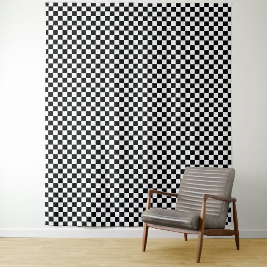 Schwarz-weißes Schachbrettmuster  Wandteppich (Beispiel)