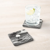 Schwarz-weißes Schiff auf See Getränkeuntersetzer (Rechte Seite)