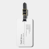 Schwarz-weißes Schlichtes Minimalistisches Persona Gepäckanhänger (Vorderseite vertikal)